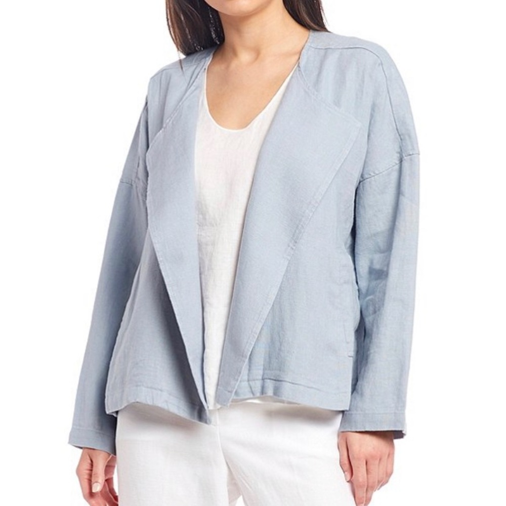 EILEEN FISHER Heavy Linen Drape Front Jacket Sz. M